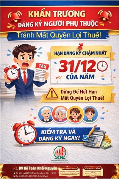Thời hạn đăng ký người phụ thuộc – tránh mất quyền lợi thuế